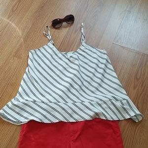Nordstrom Shimera B/W Striped Peplum Cami